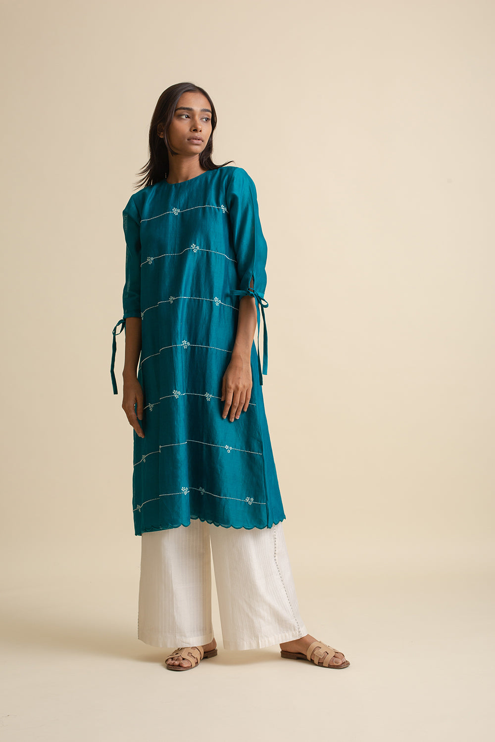 a-line dress with scallop hem