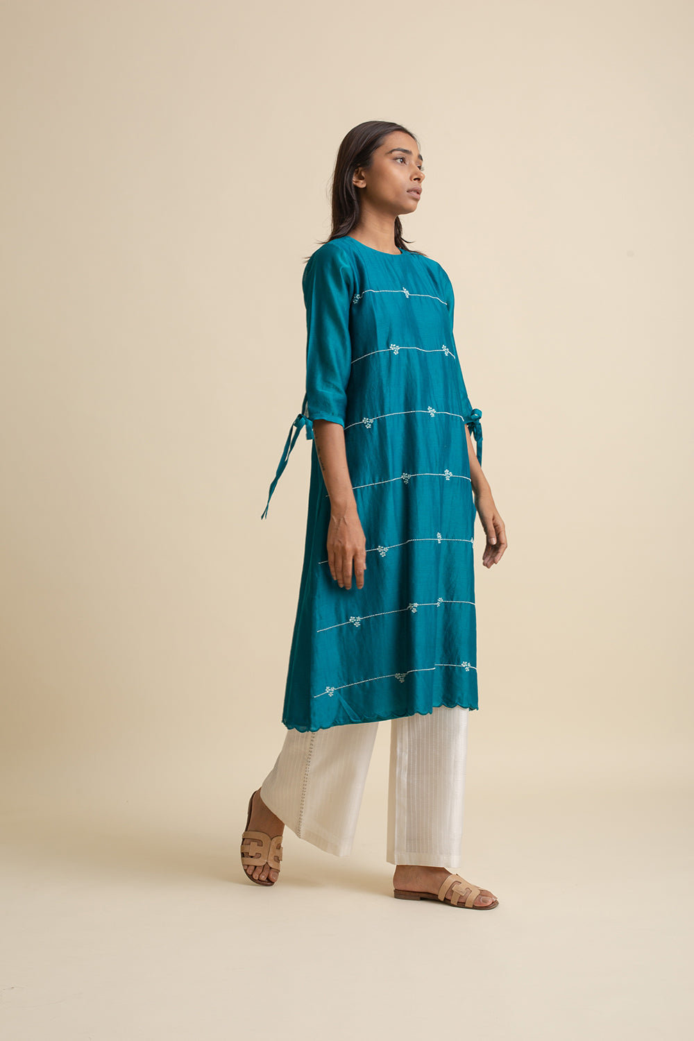 a-line dress with scallop hem