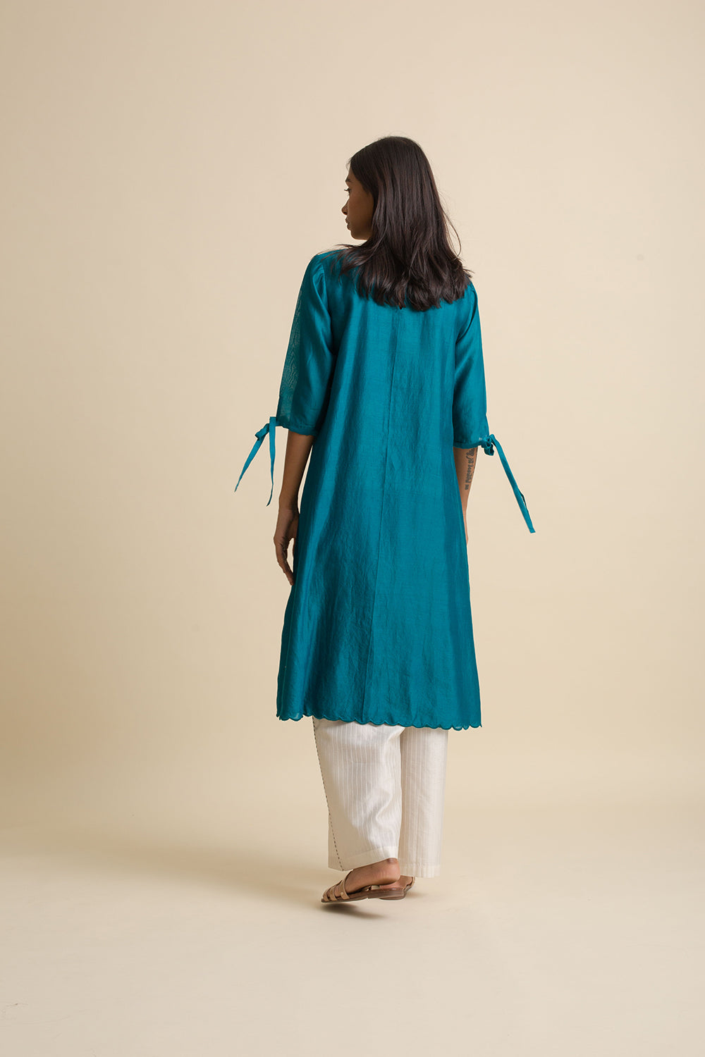 a-line dress with scallop hem