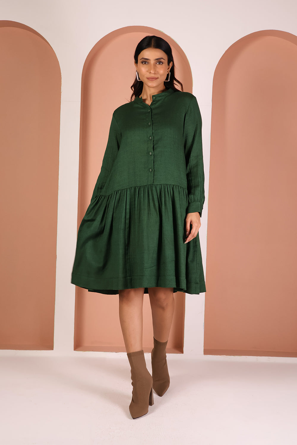 TIRA GREEN SOLID DRESS