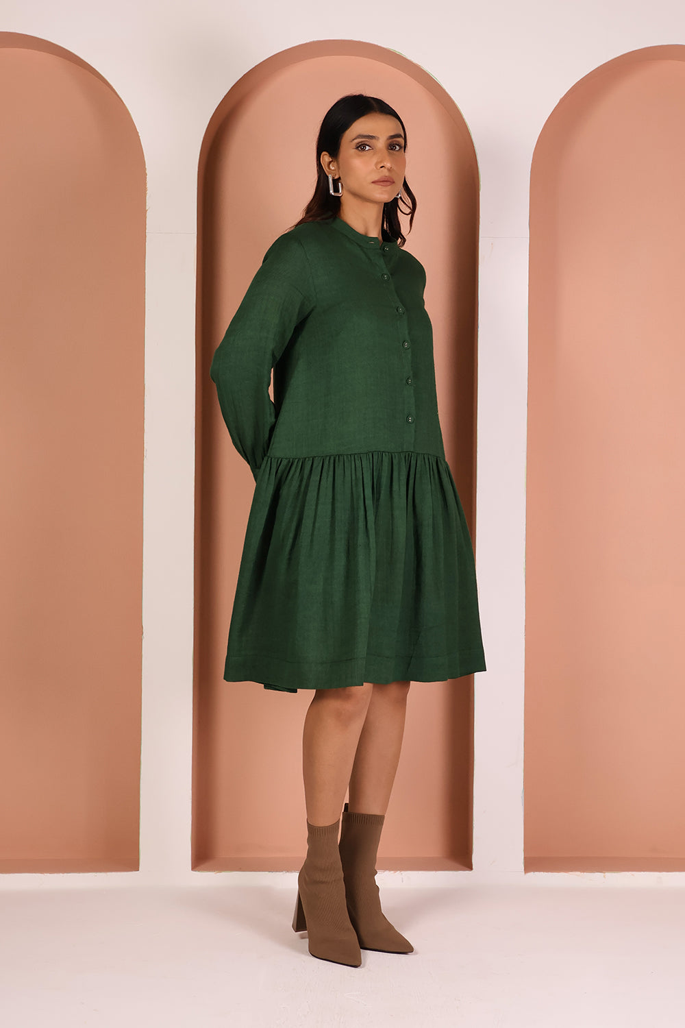 TIRA GREEN SOLID DRESS