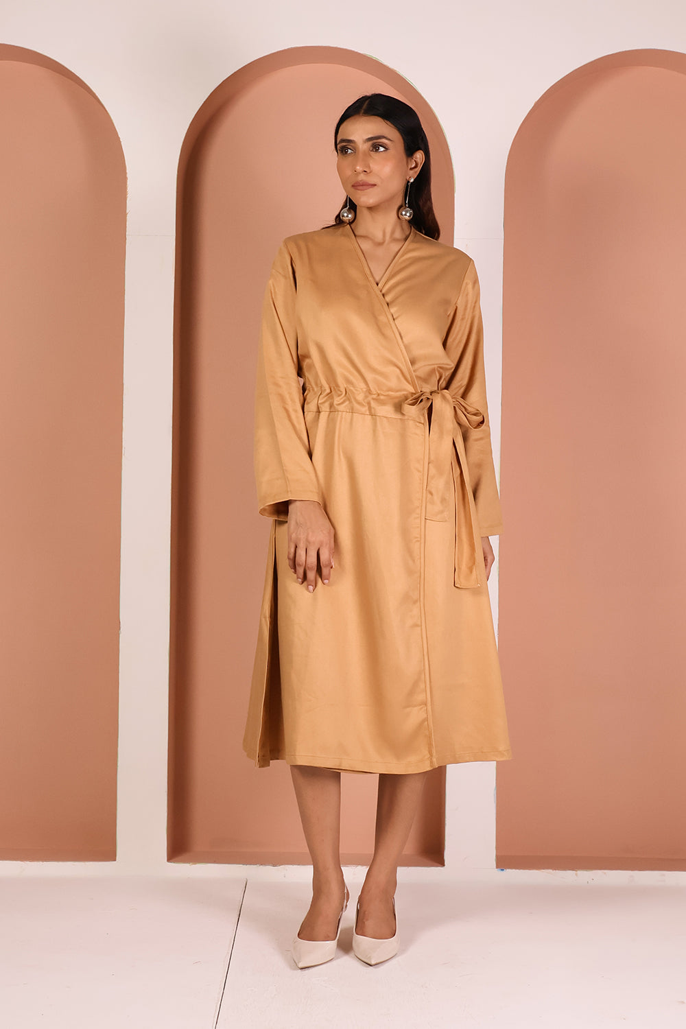 SIERRA SOLID WRAP DRESS