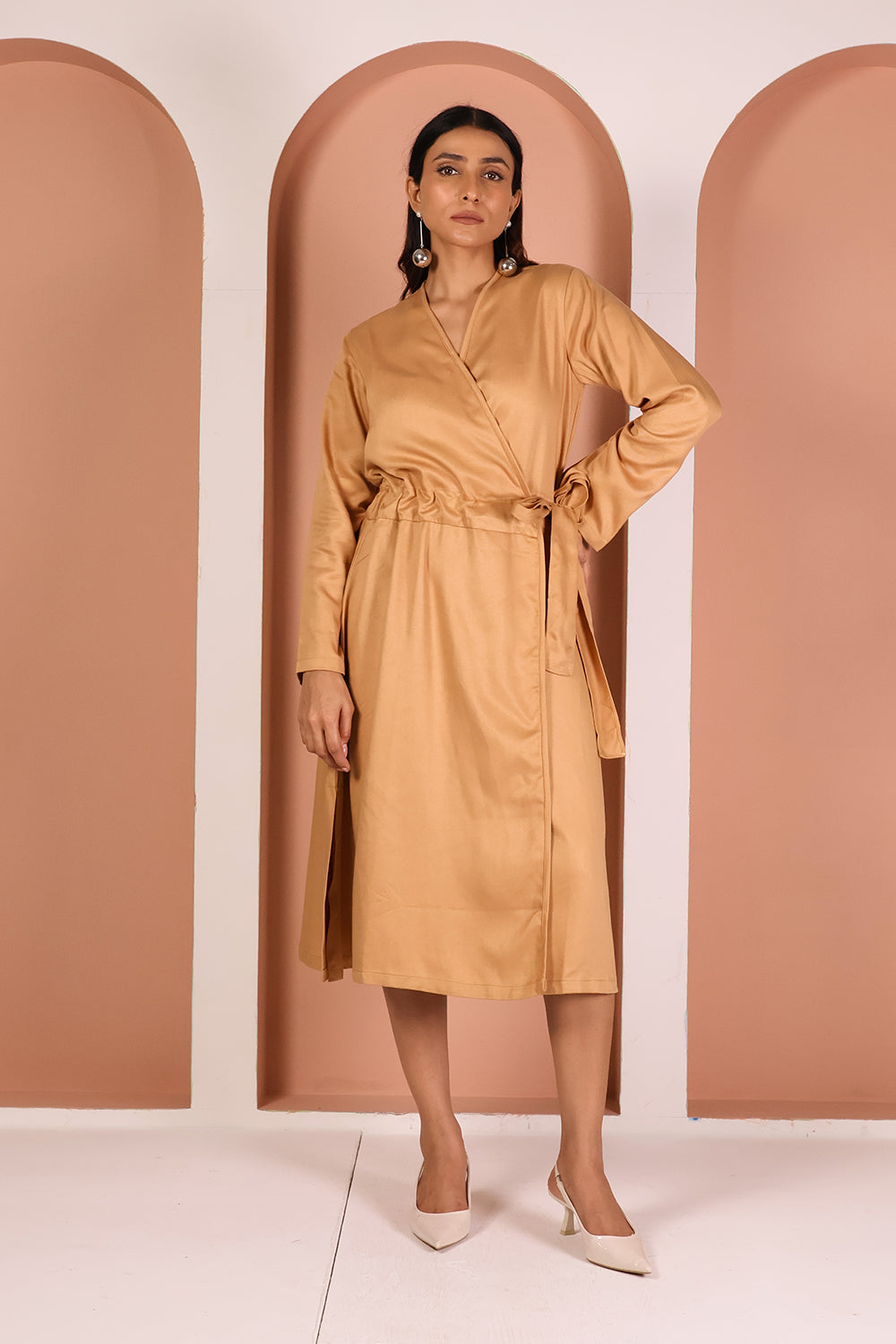 SIERRA SOLID WRAP DRESS