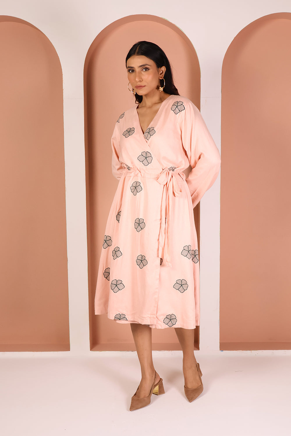 SIERRA EMBROIDERED WRAP DRESS