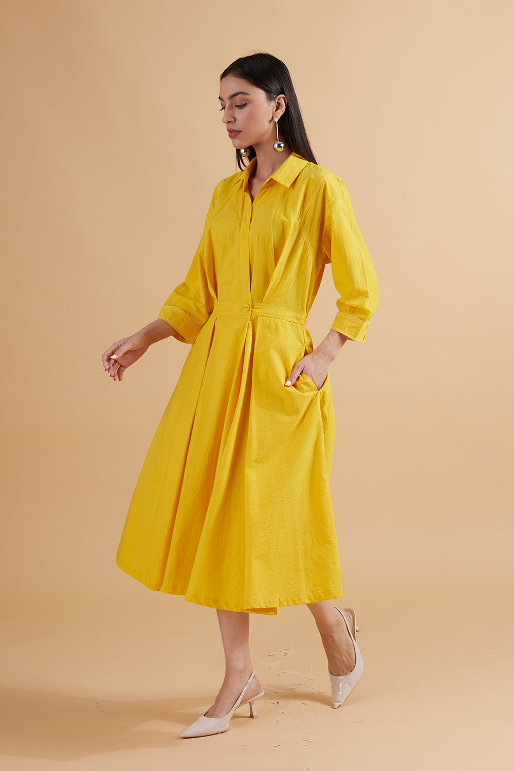 ELEANOR YELLOW SOLID DRESS