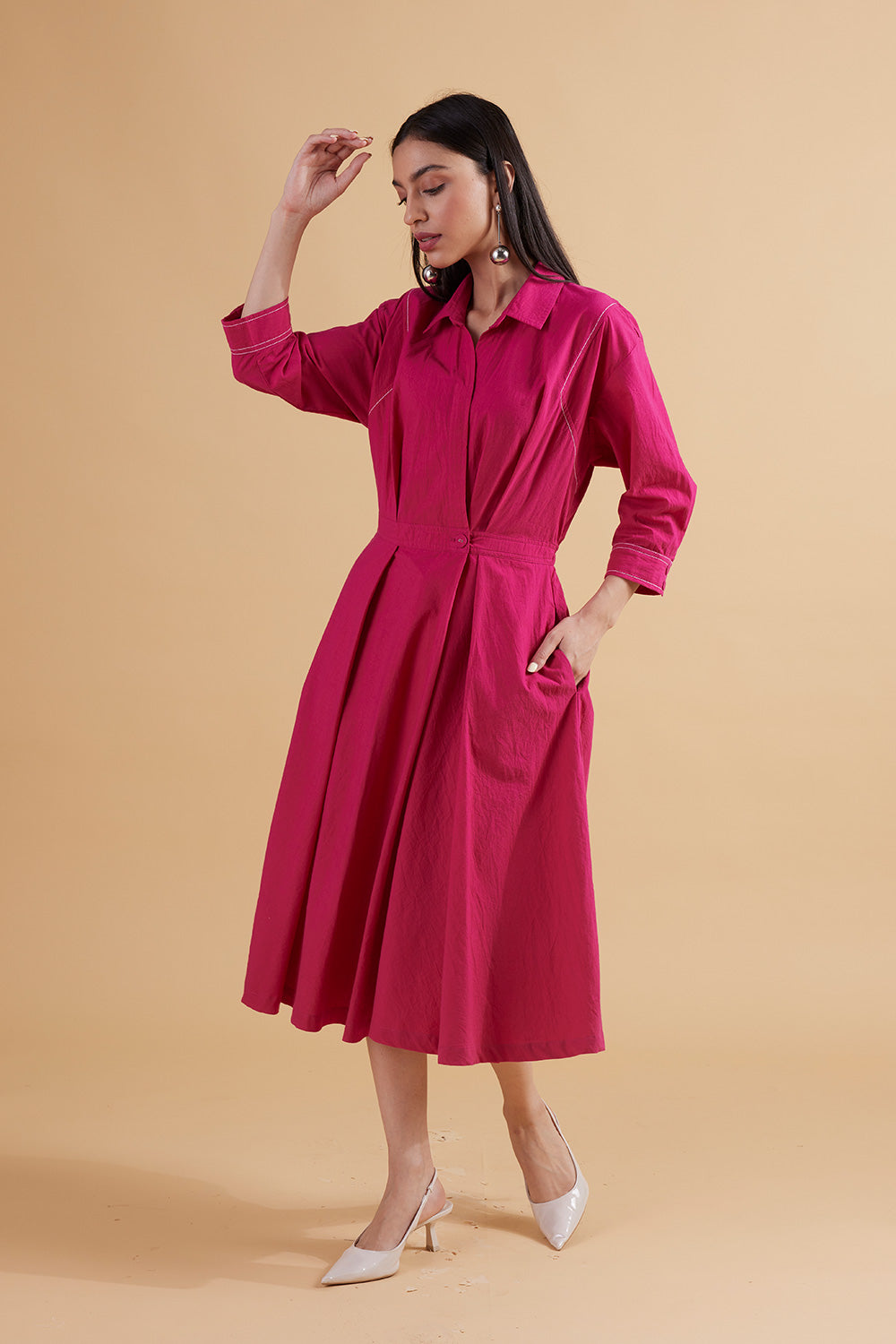 ELEANOR PINK SOLID DRESS