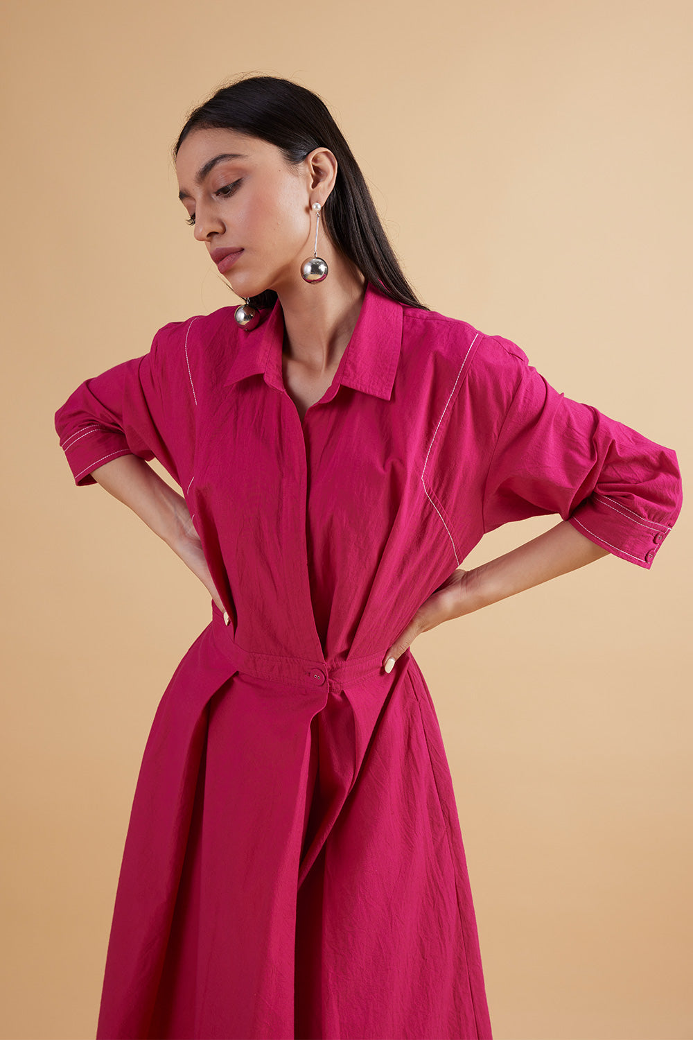 ELEANOR PINK SOLID DRESS