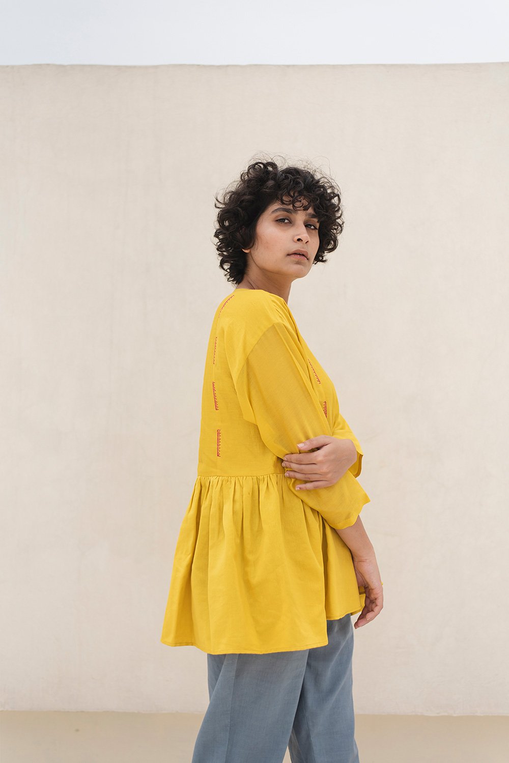 V-neck Gather Top