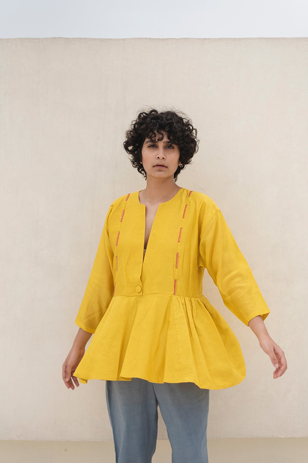 V-neck Gather Top