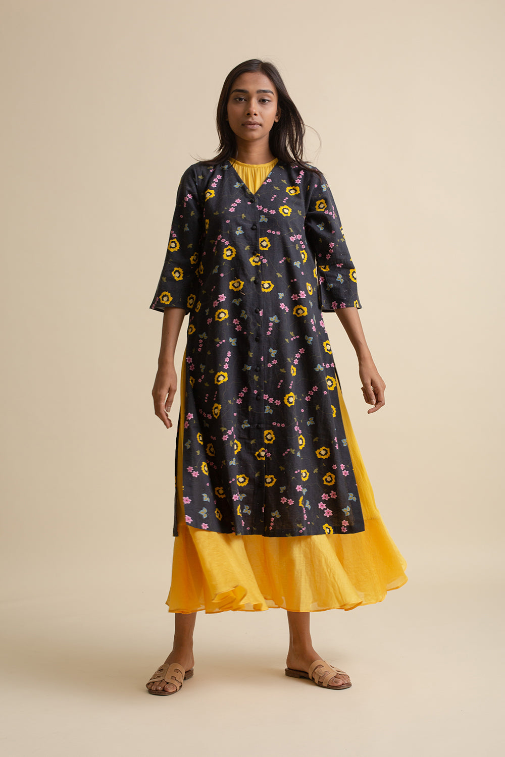 Printed Tunic With Yellow Inlay | Rescue