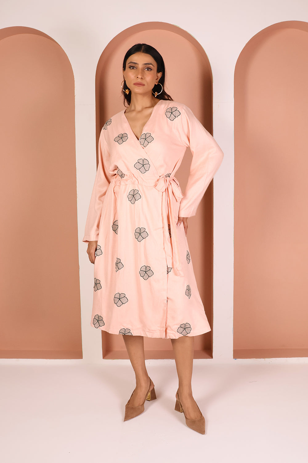 SIERRA EMBROIDERED WRAP DRESS