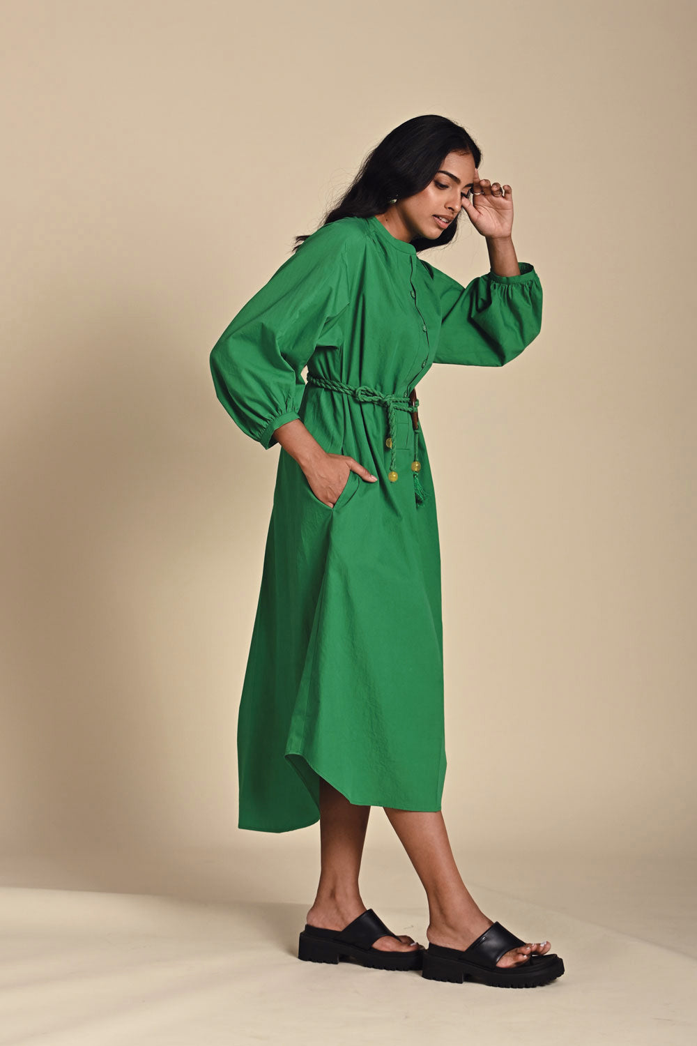 SAGE SOLID DRESS - OVERSIZED