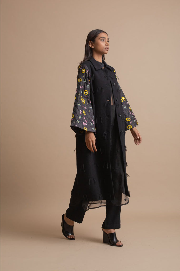 Texture Coat With Bell Sleeve