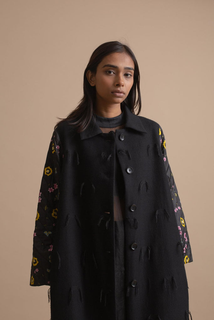Texture Coat With Bell Sleeve