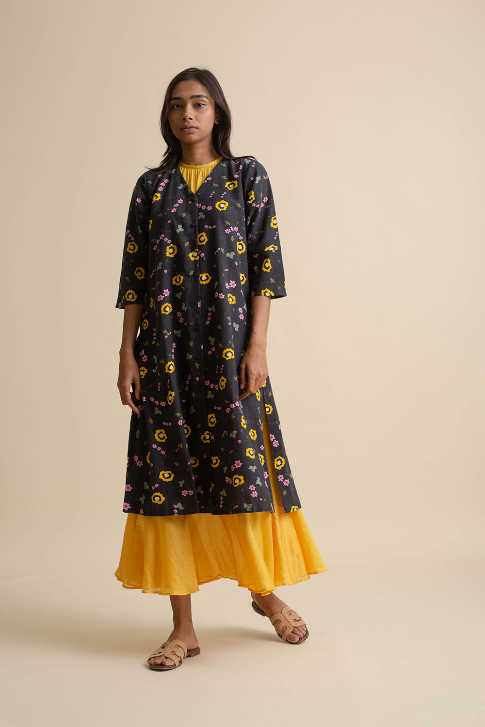 Printed Tunic With Yellow Inlay