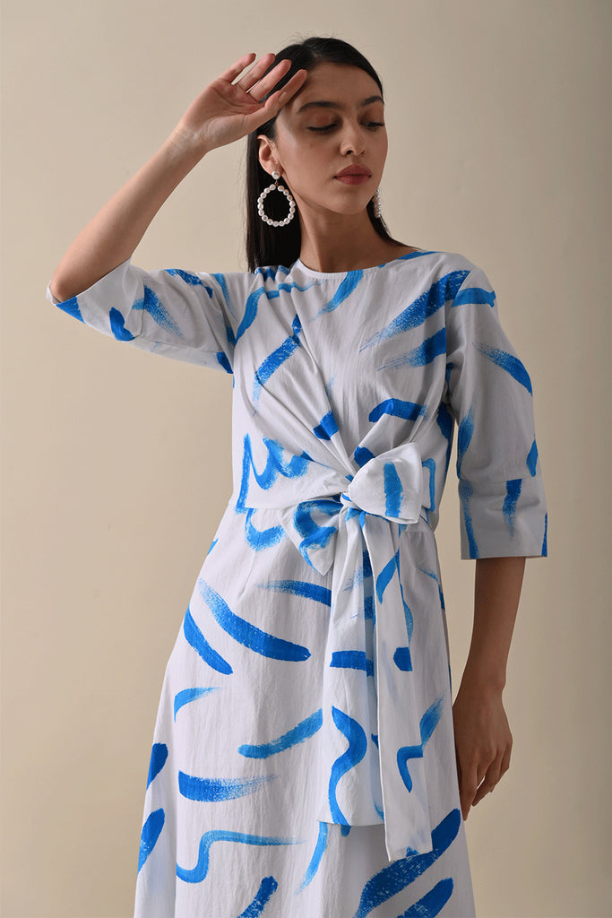 Claire Blue Print Dress