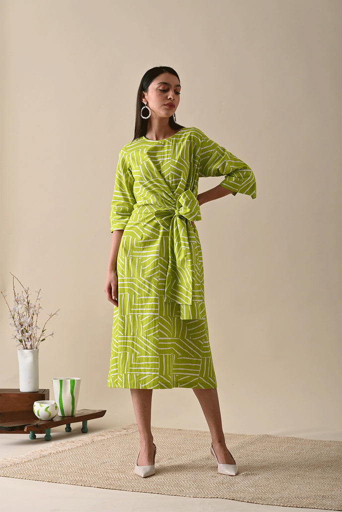 Claire Olive Print Dress